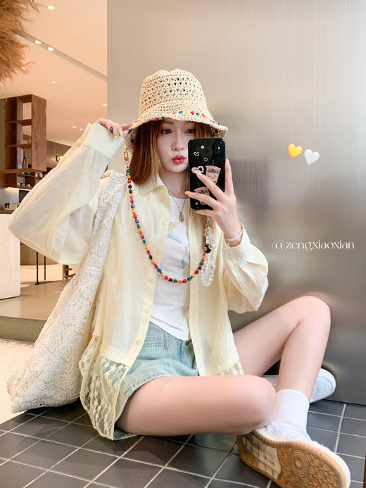 <曾小咸推荐>现货秒杀！卖完不补 ！微信打折价！蕾丝镂空拼接衬衫 日常159.99 立减70 秒杀89.99！ 商品图5