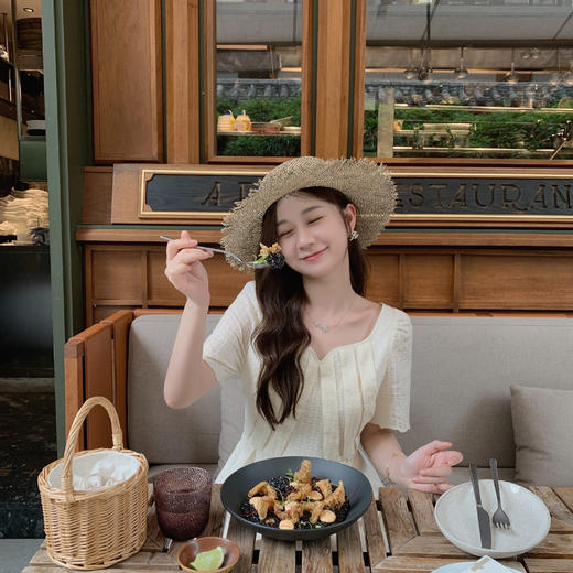 XS 金蘑菇菇【绵绵星冰乐】 天丝提花简洁大方连衣裙复古上衣渡假裙 商品图1