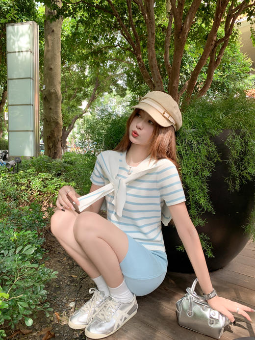 <曾小咸推荐>现货秒杀！卖完不补 ！微信打折价！披肩条纹针织T恤 日常169.99 立减80 秒杀89.99！ 商品图13