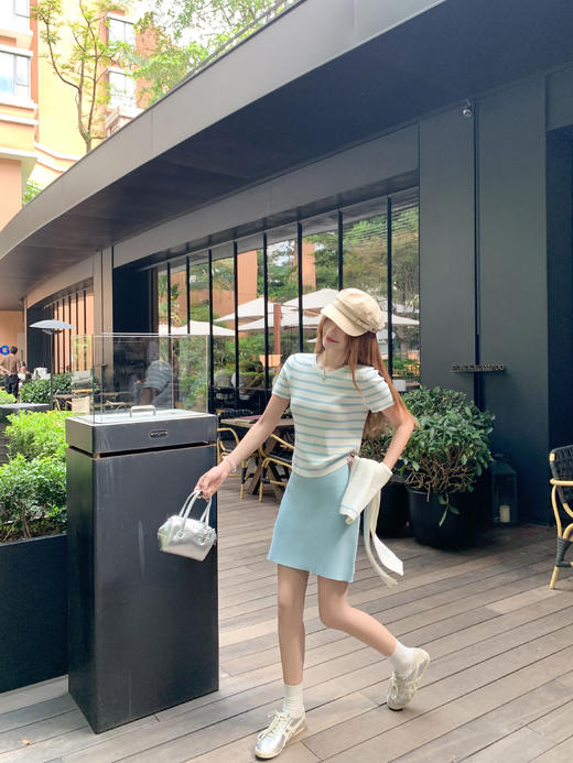 <曾小咸推荐>现货秒杀！卖完不补 ！微信打折价！披肩条纹针织T恤 日常169.99 立减80 秒杀89.99！ 商品图10