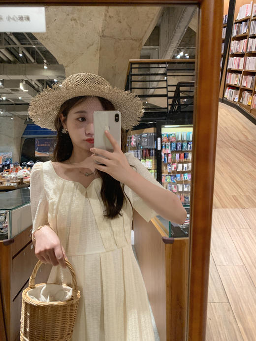 XS 金蘑菇菇【绵绵星冰乐】 天丝提花简洁大方连衣裙复古上衣渡假裙 商品图7