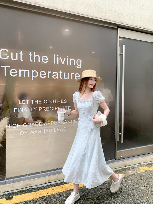 【折后再享2件88折】现货秒杀！微信打折价！韩系浅色系方领立体花连衣裙 日常219.99 立减90 秒杀129.99！ 商品图6