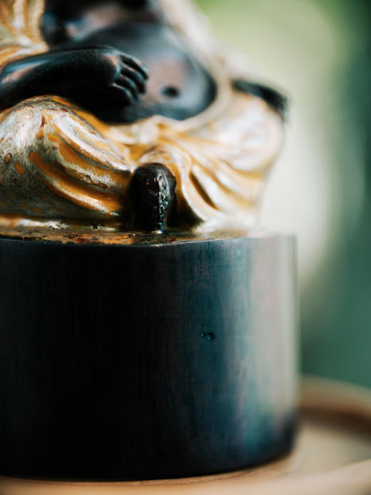 【孤品】紫檀大漆弥勒摆件 老料【器悟雅玩】 商品图2