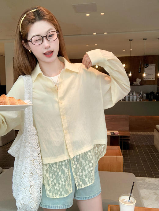 <曾小咸推荐>现货秒杀！卖完不补 ！微信打折价！蕾丝镂空拼接衬衫 日常159.99 立减70 秒杀89.99！ 商品图9