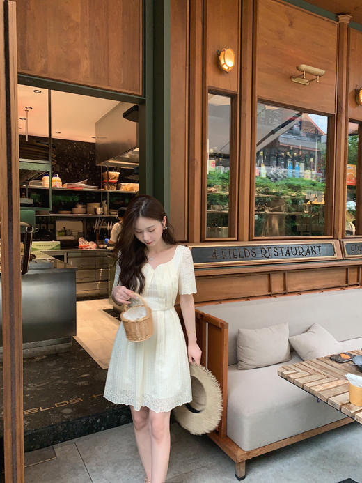 XS 金蘑菇菇【绵绵星冰乐】 天丝提花简洁大方连衣裙复古上衣渡假裙 商品图8