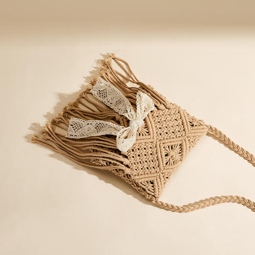 星期六包包女2025新款单肩斜挎包镂空编织包休闲水桶包通勤草编包SSC521A0 商品图2