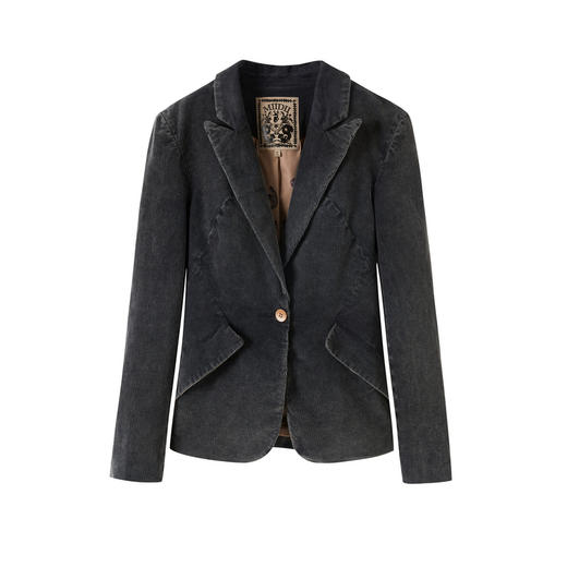 谜底西装外套长袖女2025秋季新品复古修身文艺牛仔西服253MW1232 商品图4