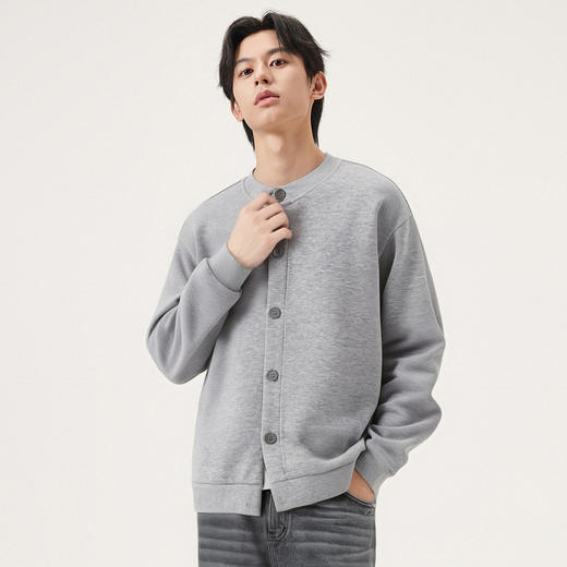 gxg.jeans男装 浅灰色纯色基础宽松开襟卫衣外套男 25年秋季热卖 商品图1