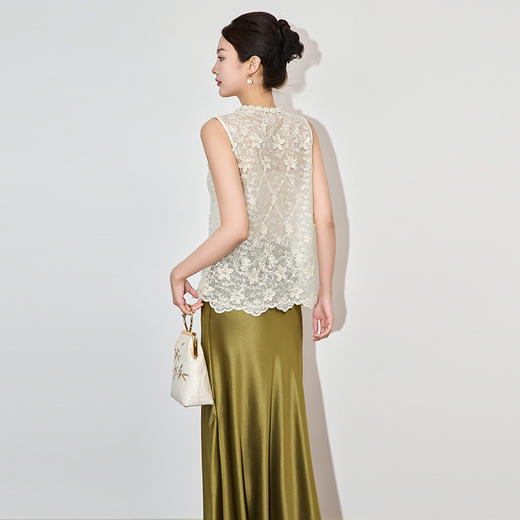 「高货wl」全新升级【铂金会员192/天猫259/差价67】(65014)洛诗琳法式重工钉珠刺绣上衣2025夏季精致洋气蕾丝马甲 商品图1