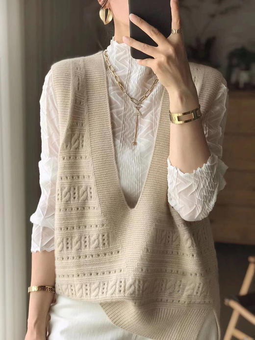 【反季清仓，桂花针羊毛开衫/背心系列】一线成衣圆领领开衫WQ-011,可外穿，可内搭 商品图13