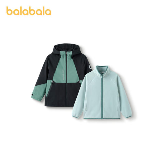 巴拉巴拉冲锋衣童装男童两件套外套春秋装防风防水透湿摇粒绒内件 商品图4