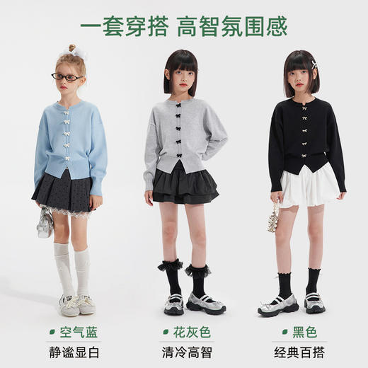 【学院风·蝴蝶结针织衫】植木童装2025秋季新款女童蝴蝶结圆领针织衫 商品图3