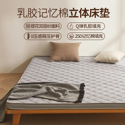 自然醒提花双层纱乳胶立体床垫学生宿舍专用加厚棉花褥子单人薄款可折叠榻榻米睡垫LN 商品图0
