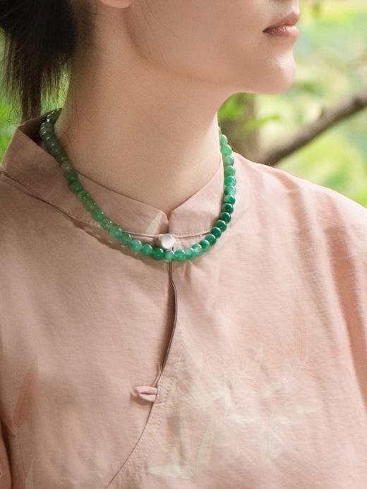 心选丨GIRATI 新中式系列非洲翠绿野渐变项链/霓虹玉韵手链 色泽温润独特 纯天然原石打造 带礼盒证书 商品图0