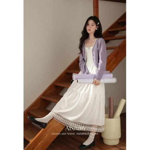 鹿向南「芋芋奶霜」法式紫色针织衫女秋宽松显瘦外搭长袖开衫上衣 商品图3