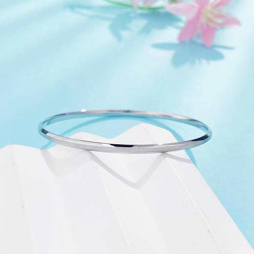 【限时8.8折】【线上铂金馆】PT950 #CNC 铂金空心固口极简风猫眼手镯线镯（面宽约2.7-3.1mm）(PTSZ00089)预售产品下单后不退款不退货不换货不补差价) 商品图0