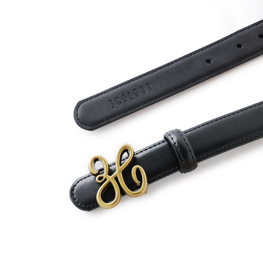 三彩2025新款高级感皮腰带复古花型金属扣窄版皮带二层牛皮简约女 商品图4