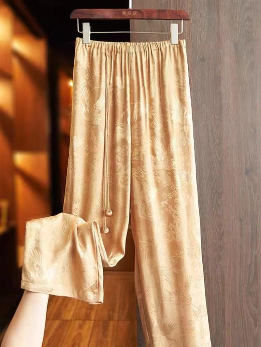 【MYBL】7910新中式提花光泽顺滑垂感休闲裤-喜出 商品图10