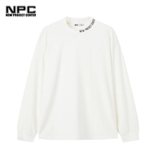 NPC潮牌领口字母LOGO绣花德绒长袖T恤百搭纯色宽松情侣NP28TL21 商品图3