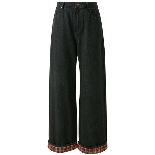 三彩独醒2025秋季新款宽松高腰直筒裤牛仔裤长裤F 商品图4