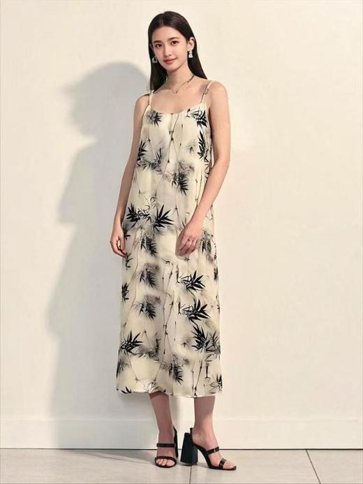 【MYBL】雅致竹叶仿重磅真丝顺滑吊带长款连衣裙（单件）-喜出 商品图2