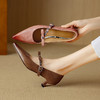 【预售5天】真皮气质尖头蝴蝶结高跟鞋粗跟法式玛丽珍鞋浅口单鞋女DB&M6208 商品缩略图0