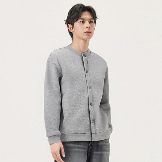 gxg.jeans男装 浅灰色纯色基础宽松开襟卫衣外套男 25年秋季热卖 商品图3