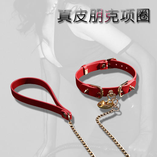 魅灵温变 朋克喵印choker（真皮版）项圈+牵引 黑色 商品图4