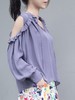 TYNVIE 荷叶边露肩真丝衬衫 -紫色 商品缩略图2