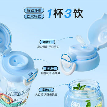 苏泊尔奇遇团团双饮塑料杯儿童便携吸管高颜值水杯600ml.白色音乐会 /厨具 /水具 /塑料杯 商品图5