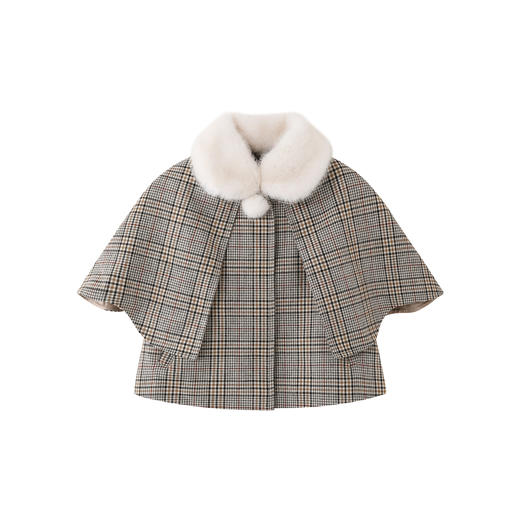 【高定系列】英氏女宝宝棉羊毛保暖外套秋冬新款女童斗篷洋气上衣 商品图4