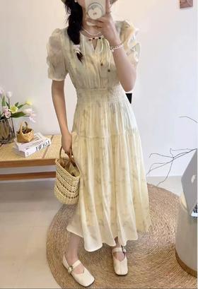 中秋大力度清仓~（不支持退）-NO退【MYBL】88L66新中式显瘦茶歇碎花长款连衣裙-喜出