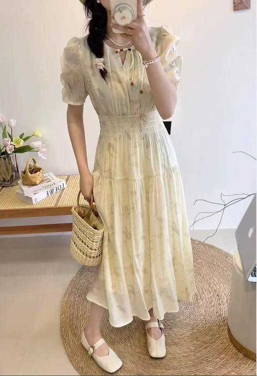 中秋大力度清仓~（不支持退）-NO退【MYBL】88L66新中式显瘦茶歇碎花长款连衣裙-喜出 商品图0