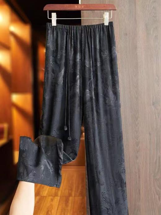【MYBL】7910新中式提花光泽顺滑垂感休闲裤-喜出 商品图0