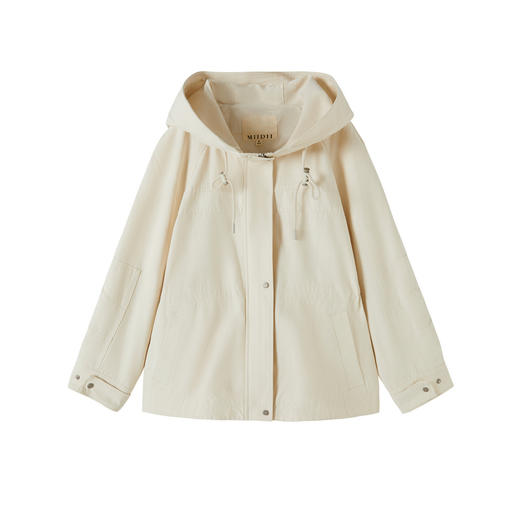 谜底风衣女2025秋新品通勤时尚可调节收腰插肩连帽外套253ME1075 商品图4