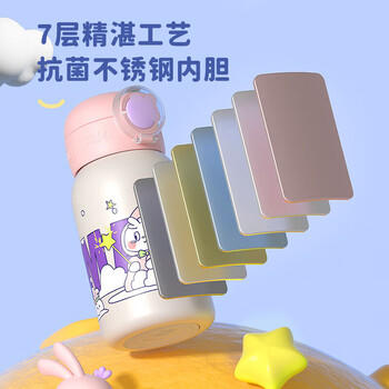 富光儿童保温杯壶304男女带吸管双盖杯套上学小学生水杯子蓝色550ml /厨具 /水具 /保温杯 商品图3