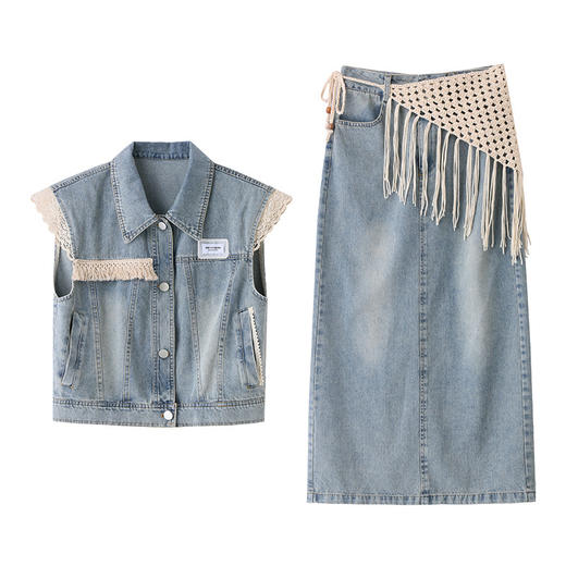 时尚牛仔半身裙套装，爆款减龄漂亮连衣裙两件套ZAI66632Q 商品图4