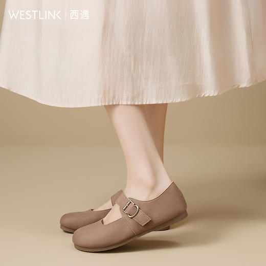 西遇玛丽珍小皮鞋女新款秋季复古丑萌圆头勃肯鞋软底平底单鞋K1656927 商品图3