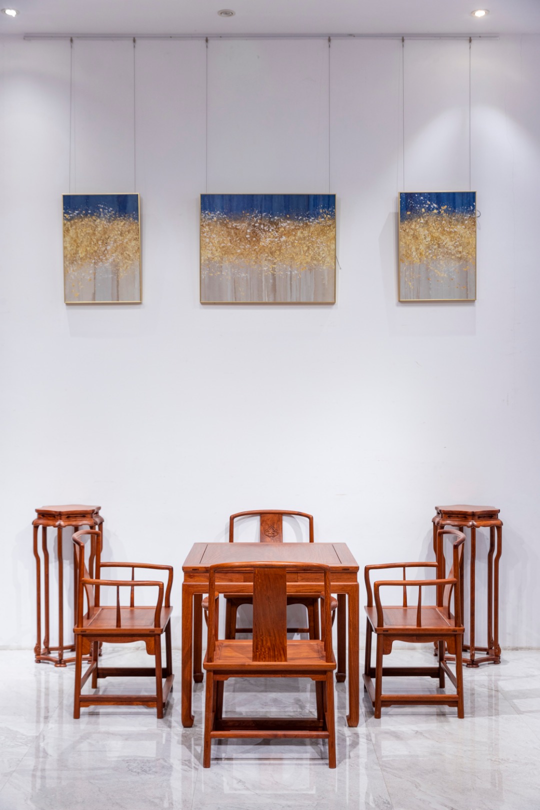 红桥红  家具严选  缅甸花梨（大果紫檀）  【88 马蹄腿明屉 方桌五件套】