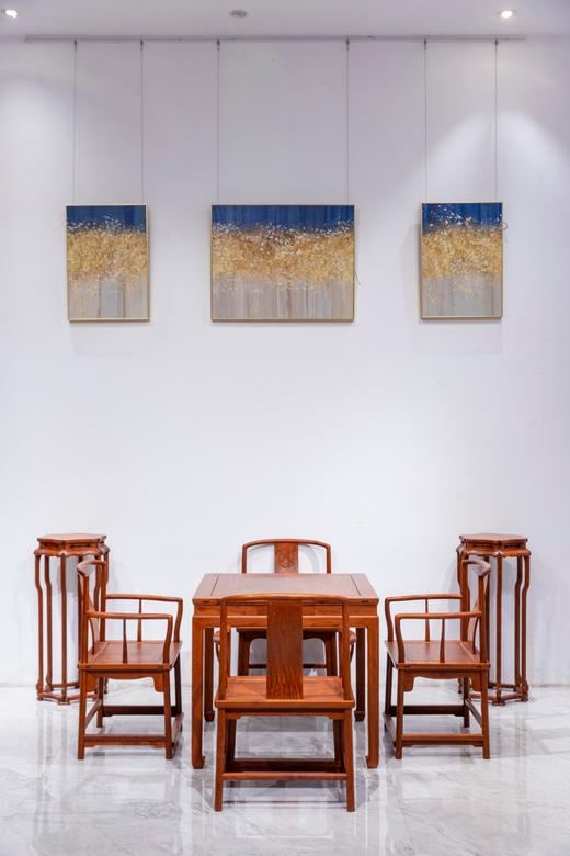 红桥红  家具严选  缅甸花梨（大果紫檀）  【88 马蹄腿明屉 方桌五件套】 商品图0