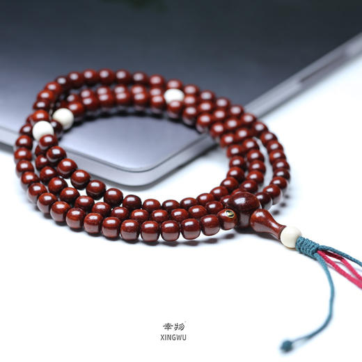 【青山特惠】7.3*8*108颗琴料镶嵌24k金标  搭配猛犸 5星料小叶紫檀【敦煌】手串 商品图1