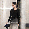 三彩【素影留白】2025秋季新款斜领镂空T恤修身长袖上衣套头C 商品缩略图1