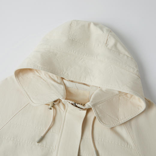 谜底风衣女2025秋新品通勤时尚可调节收腰插肩连帽外套253ME1075 商品图3