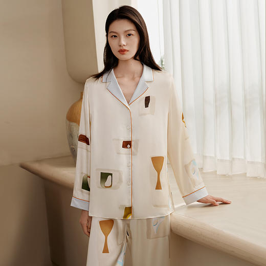 金三塔女真丝印花衣裤套 YSFFC202 商品图1