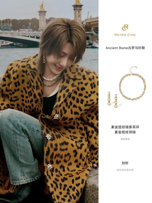 【万妮达&刘忻同款】Retro Chic 意大利复古创意饰品 素金扭纹项链 商品图9