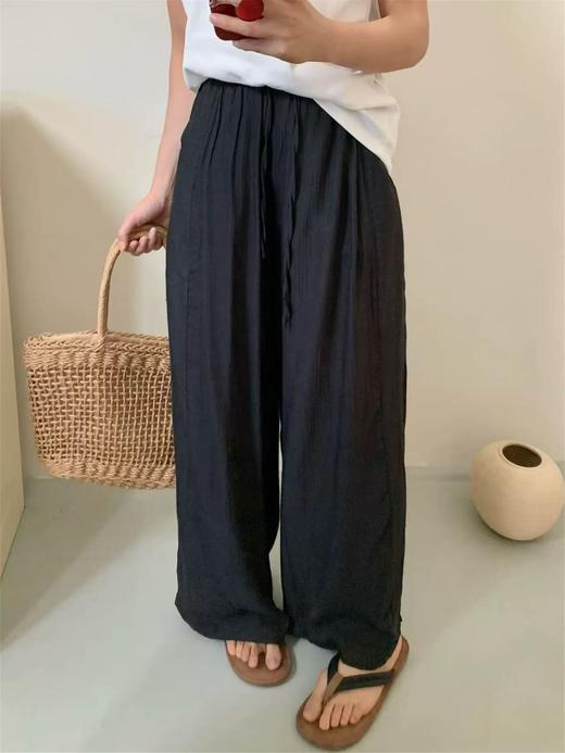 【超值特卖】韩系夏季薄款肌理纹小花苞清爽宽松阔腿裤-喜出 商品图7