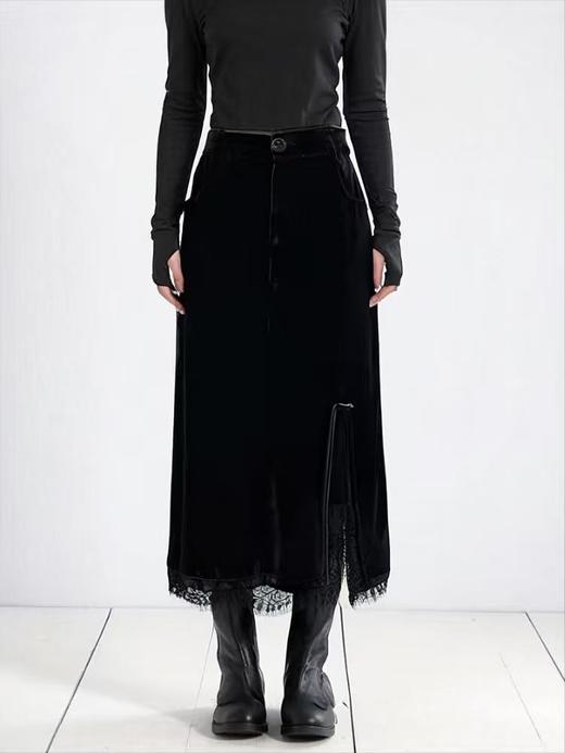 【MYBL】89010丝绒侧开叉半裙-喜出 商品图1