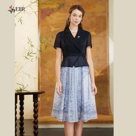 司歌假两件短袖连衣裙印花显瘦A911288 商品图4