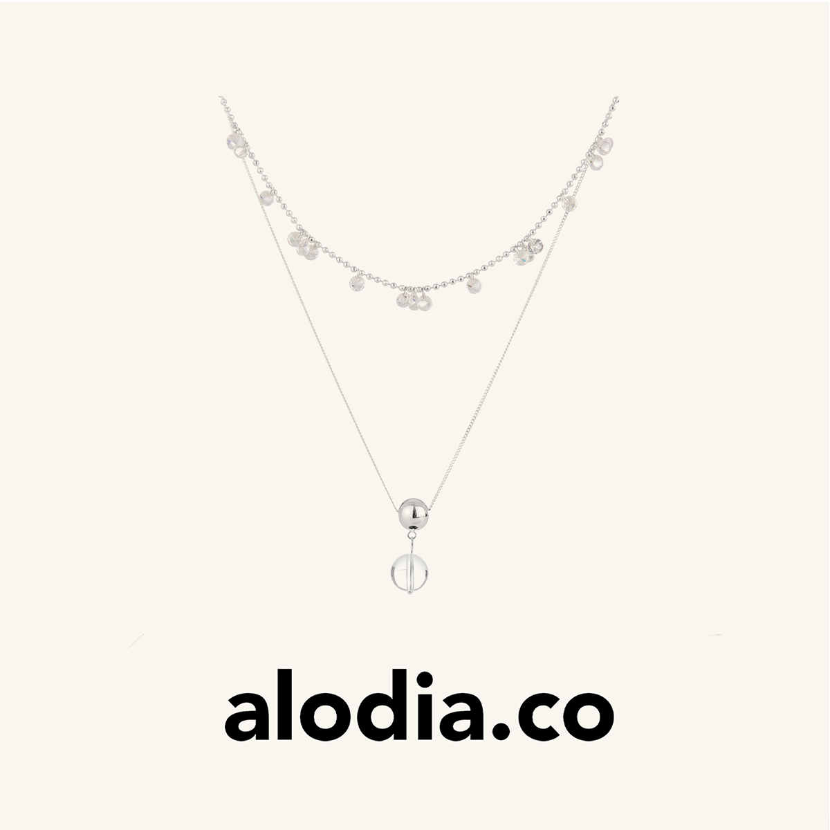 【夏季新款】alodia.co 品牌直发 晨露白水晶双层项链 叠戴锁骨链可拆卸925银手工串珠设计款小众高级感