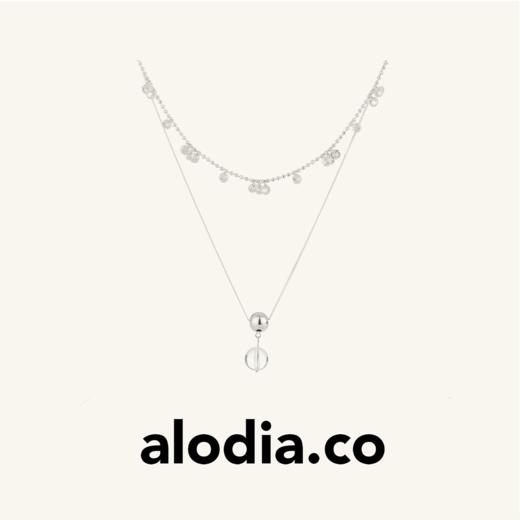 【夏季新款】alodia.co 品牌直发 晨露白水晶双层项链 叠戴锁骨链可拆卸925银手工串珠设计款小众高级感 商品图0